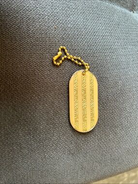 CHANEL Enamel and Gold Leaf Stripe Dog Tag
